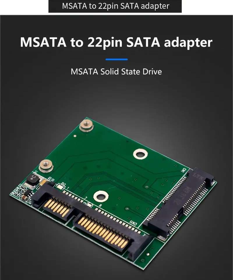 mSATA SSD to SATA Converter Card, MSATA to 22pin SATA Adapter