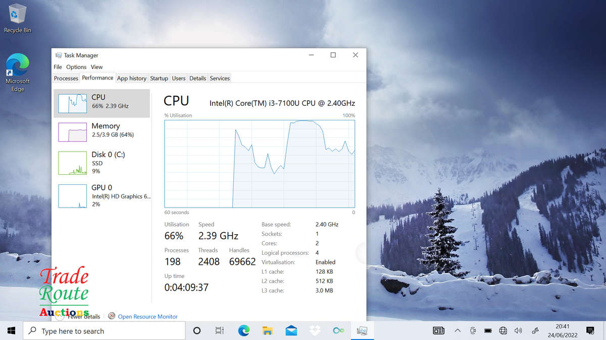 HP Pavilion x360 Convertible 14-ba0xx Laptop - Core i3 7100 2.4GHz 4GB RAM 128GB SSD -Cracked Screen