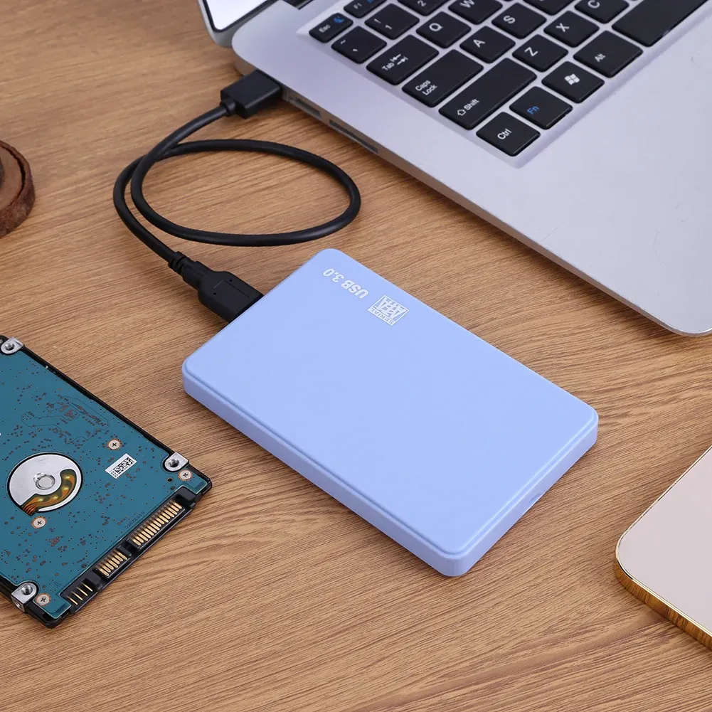 USB 3.0 SATA External Hard Drive Case 2.5 Inch Enclosure Caddy for HDD SSD [BLUE]
