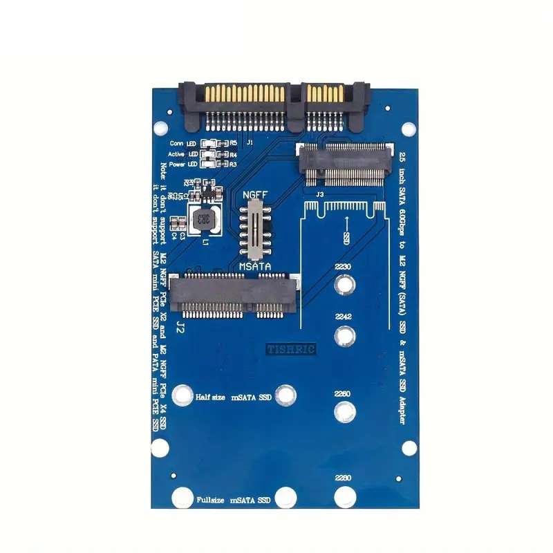 M.2 NGFF SSD or mSATA SSD to SATA III 7+15 Pin Adapter 2 in 1 Converter Card