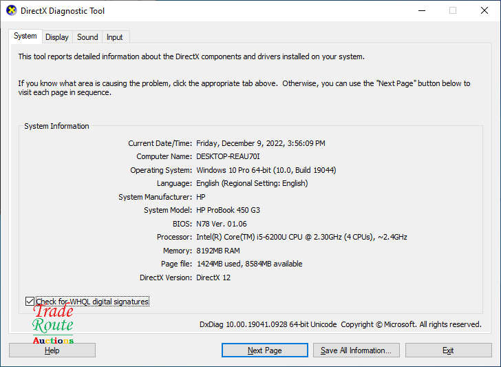 HP PROBOOK 450 G3 15.6inch HD LAPTOP | CORE i5 6200U 6th Gen | 8GB RAM | 256GB HDD