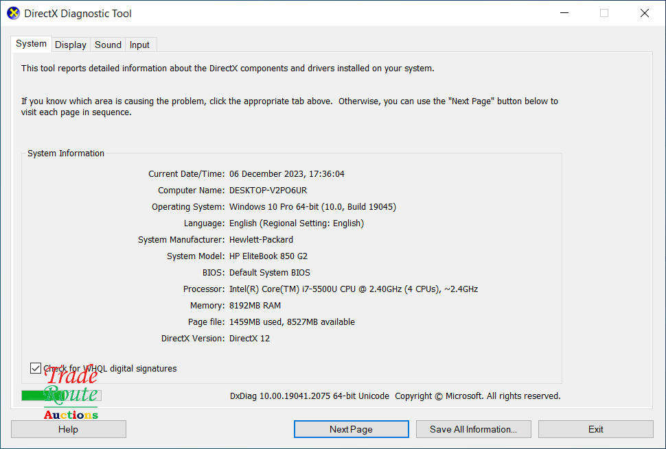 HP Elitebook 850 G2 Laptop | CORE i7 5500U 2.4GHZ  8GB RAM 500GB HDD - Salvage Stock