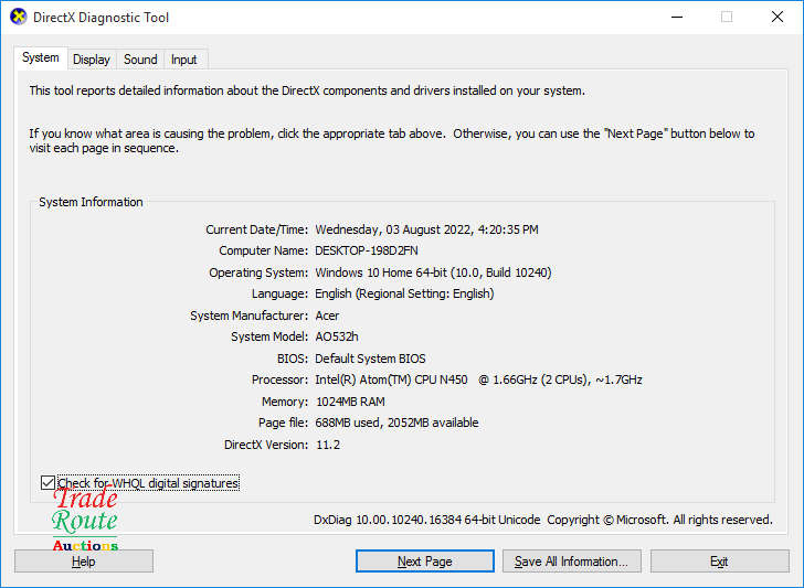 Acer Aspire One Mini 10.1-inch Netbook Intel Atom N450, 1GB RAM, 250GB HDD - LOW BATTERY
