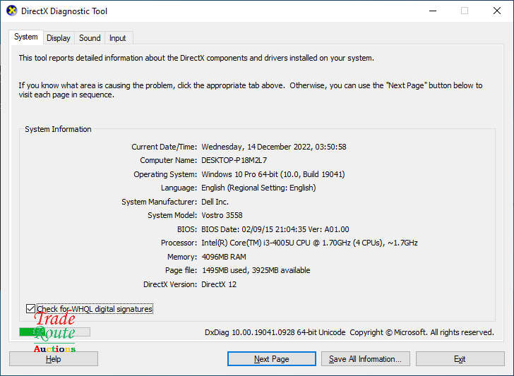 Dell INSPIRON 3558 15.6" LAPTOP Intel Core i3 4005U 1.7GHz 5th GEN 4GB RAM 500GB HDD - Low Battery