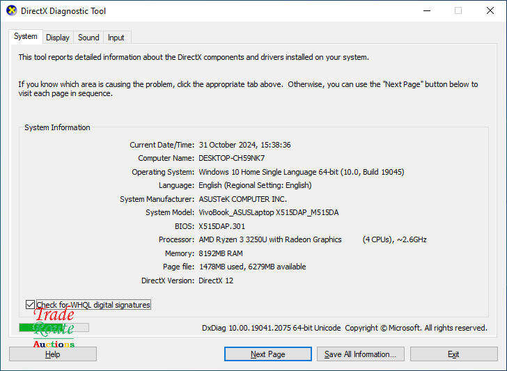 Asus M515 AMD Ryzen 3 8GB RAM 256GB SSD 15.6" HD Notebook