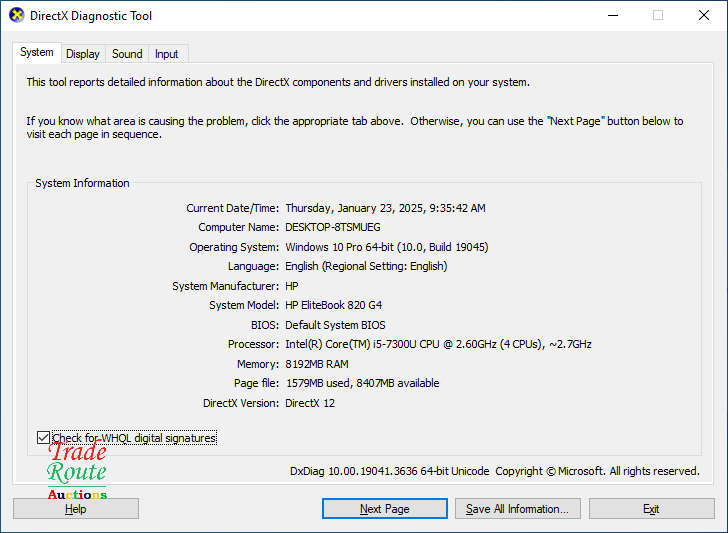 HP EliteBook 820 G4 Laptop Core i5 2.6GHz  8GB RAM 500GB HDD Win 10 Pro
