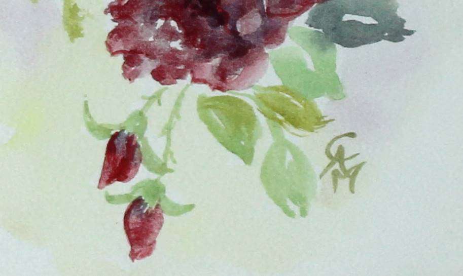 Miniature painting - Red flowers