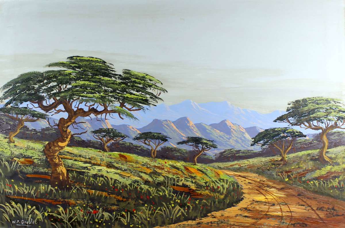 WP Grobler - Landscape with mountains