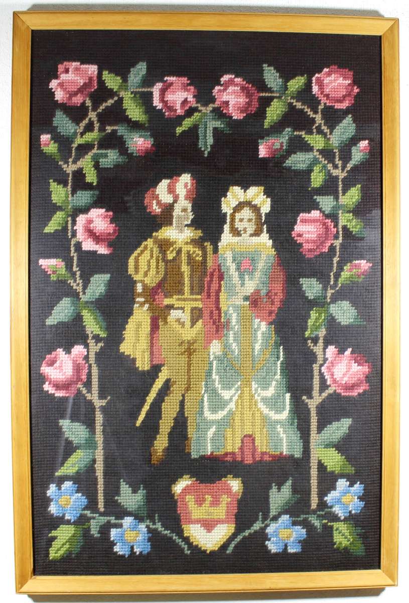 King and Queen with red roses, very large tapestry