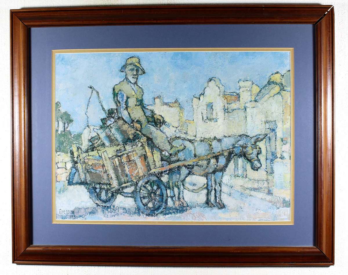 Gregoire Boonzaier - Man on a donkey cart print