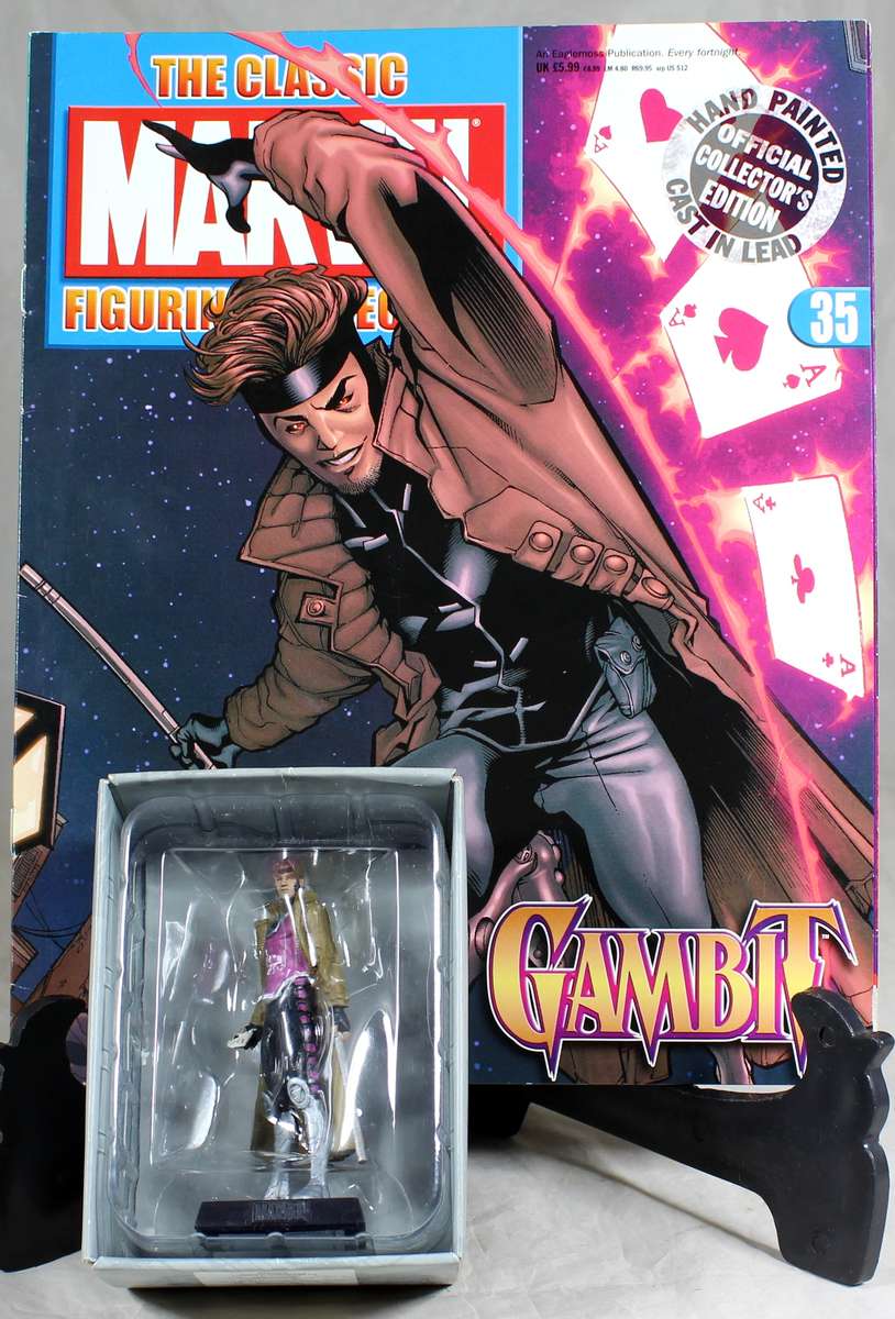 Marvel comics - lead, hand painted figurine with book - Gambit #35