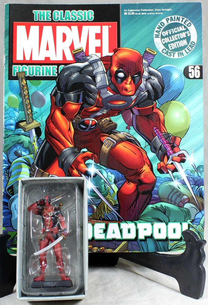 Marvel comics - lead, hand painted figurine with book - Deadpool #56
