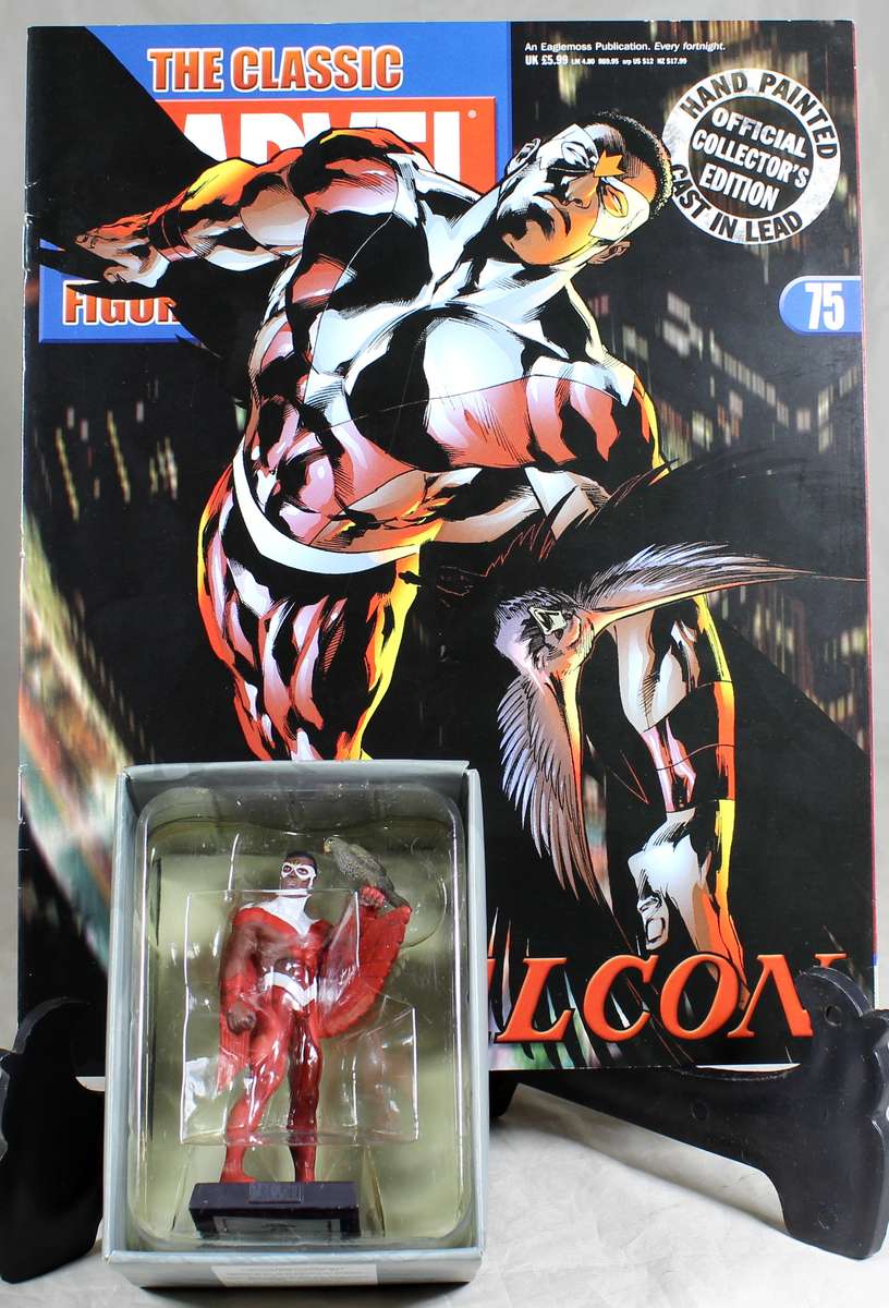 Marvel comics - lead, hand painted figurine with book - Falcon with Redwing #75