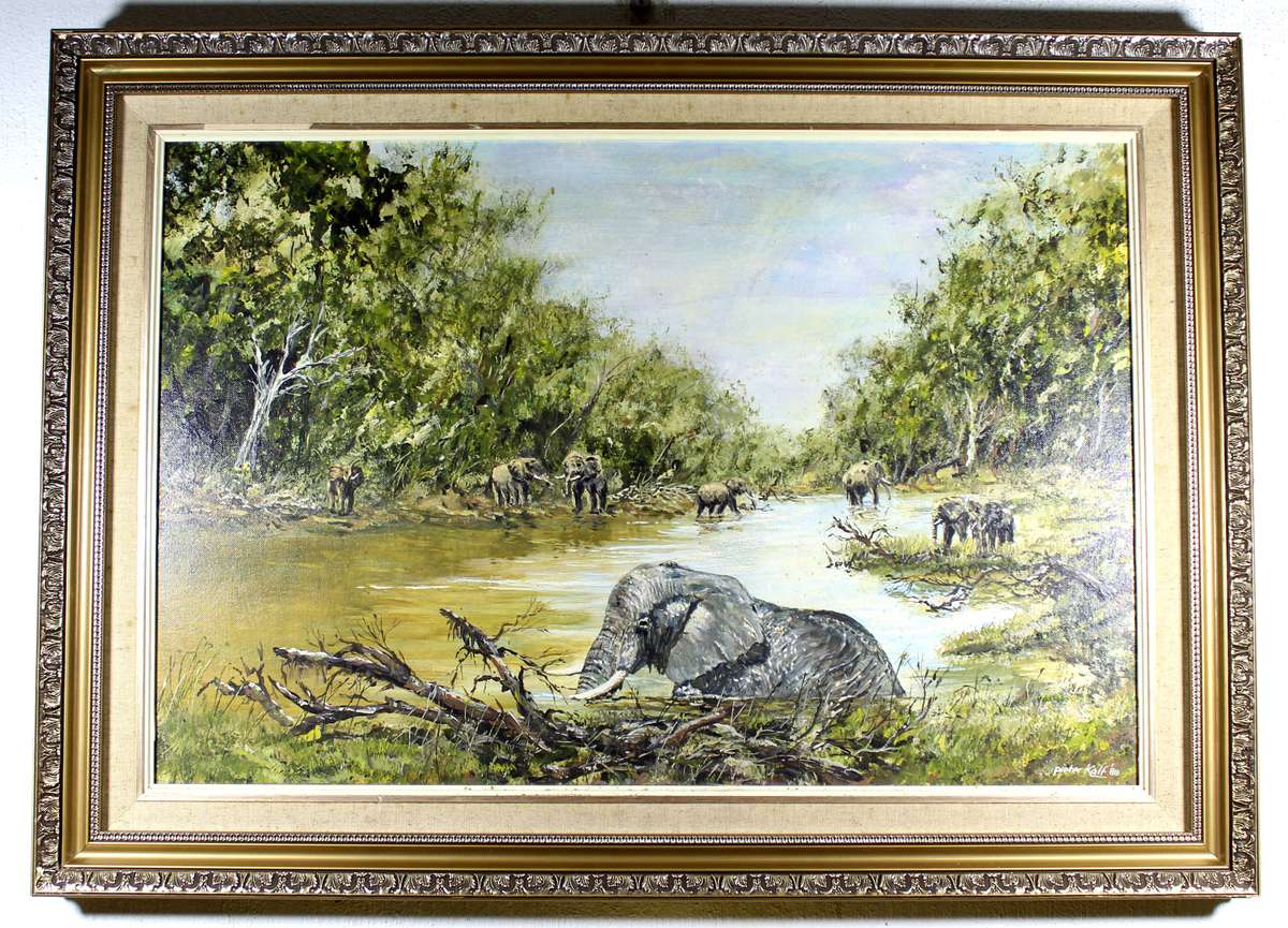 Pieter Kalf - Elephants in the water