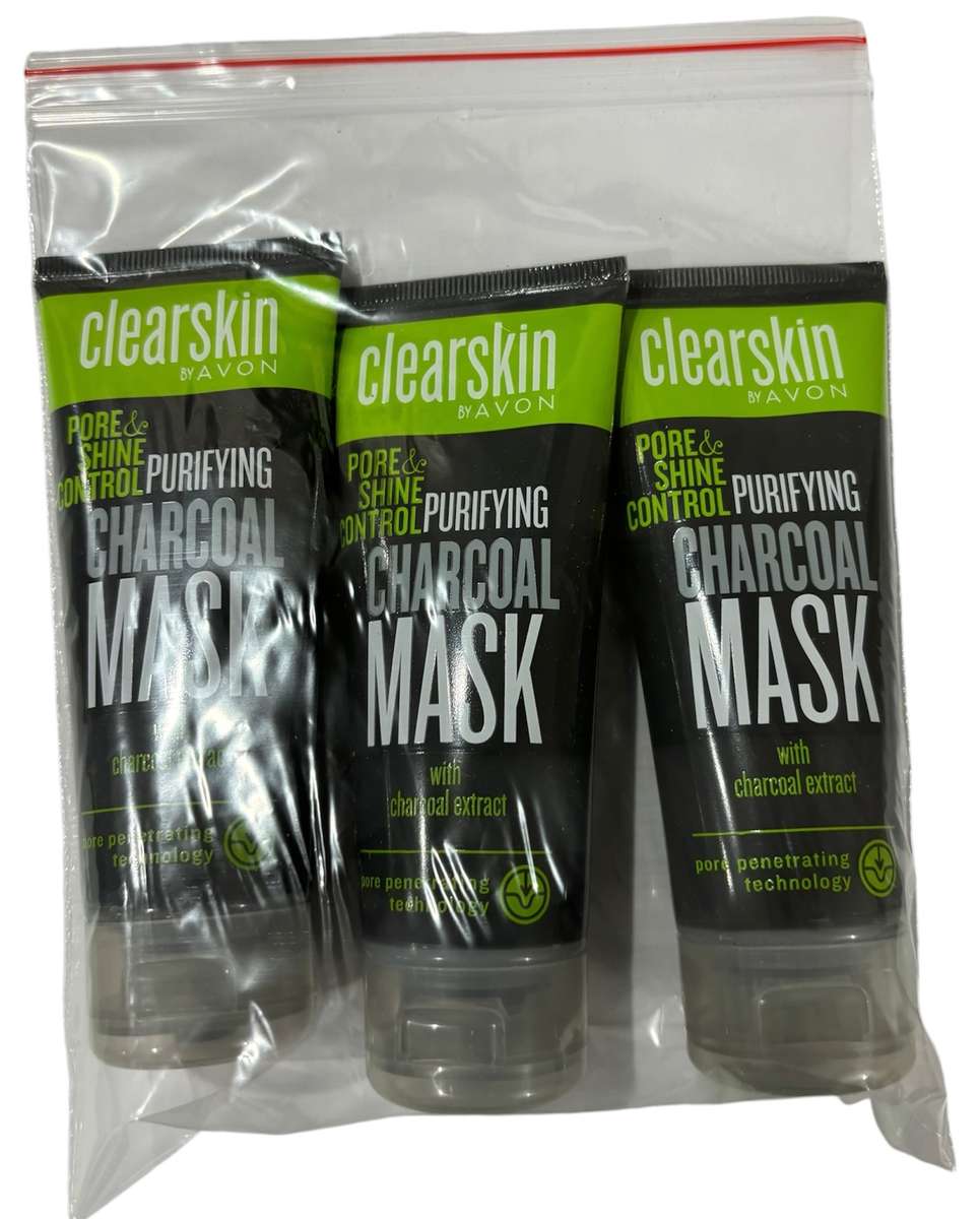 Avon Lot of 3 Clearskin Pore & Shine Control Purifying Charcoal Mask 75ml