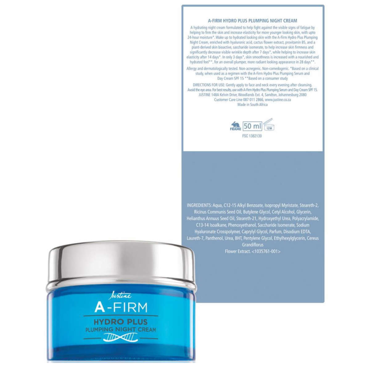 Justine A-Firm Hydro Plus Plumping Night Cream - 50ml