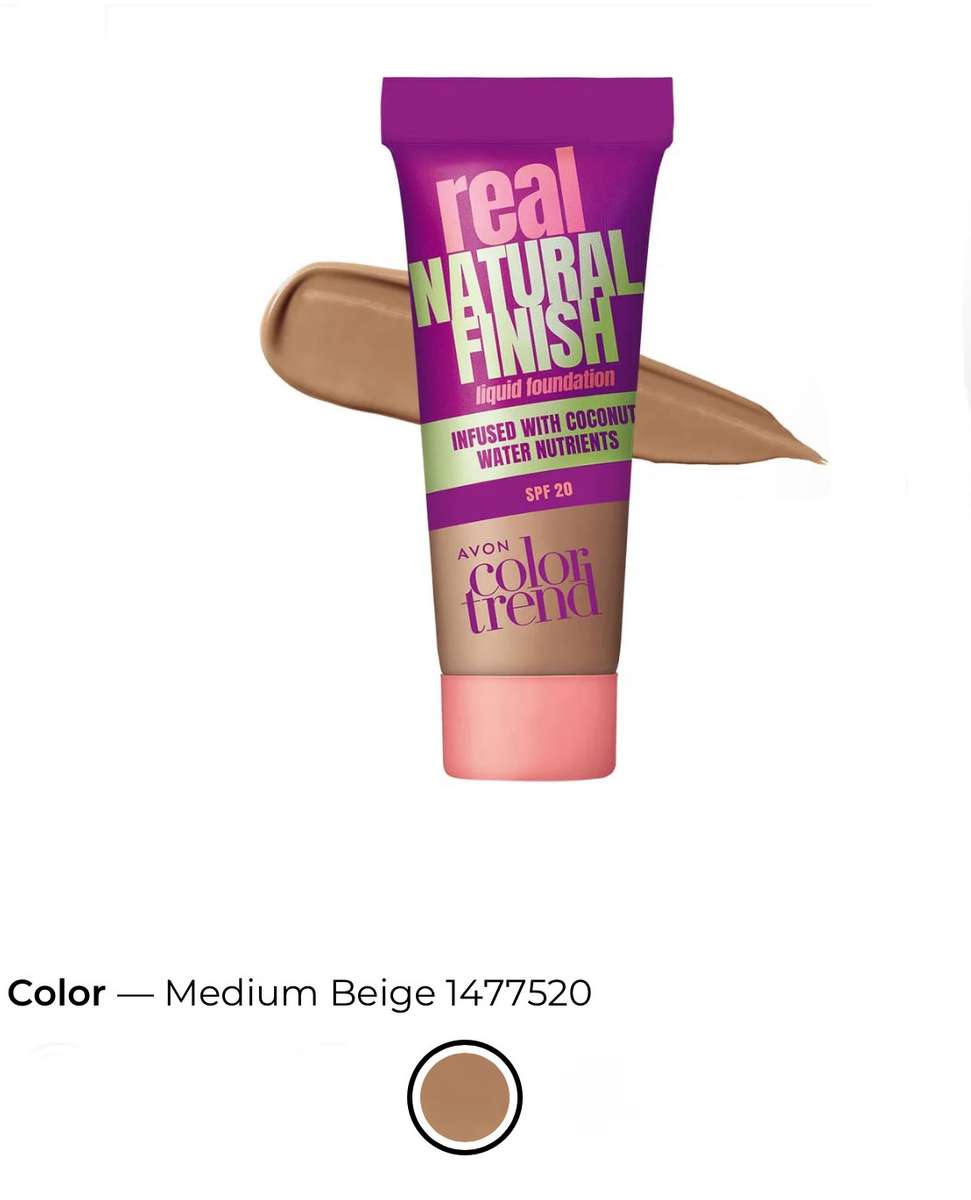 Avon Colour Trend Real Finish Liquid Foundation 30ml Shade: Medium Beige NO Box