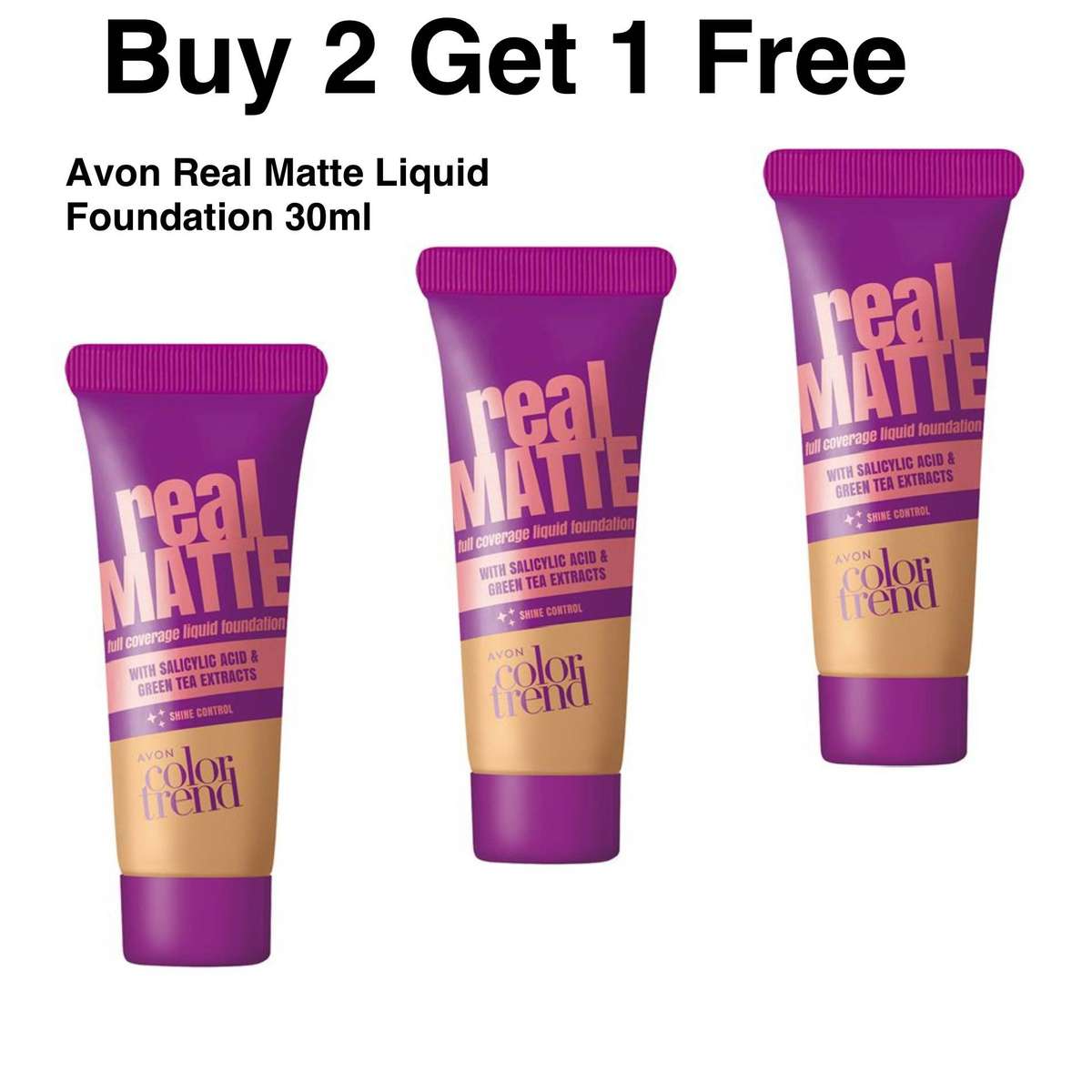 Buy 2 Get 1 Free Avon Real Matte Liquid Foundation 30ml Shade: 420G Caramel