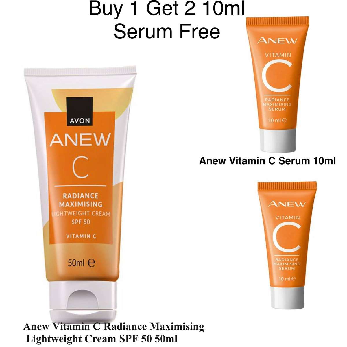 Buy 1 Get 2 10ml Serum Free Anew Vitamin C Radiance Maximising Lightweight Cream SPF 50 50ml