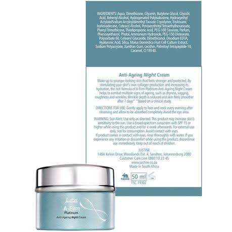 Justine A-Firm Platinum Anti-Ageing Night Cream - 50ml