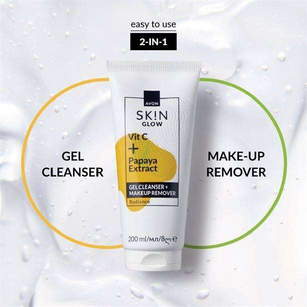 Avon SK!N Glow Gel Cleanser + Make-Up Remover 200ml