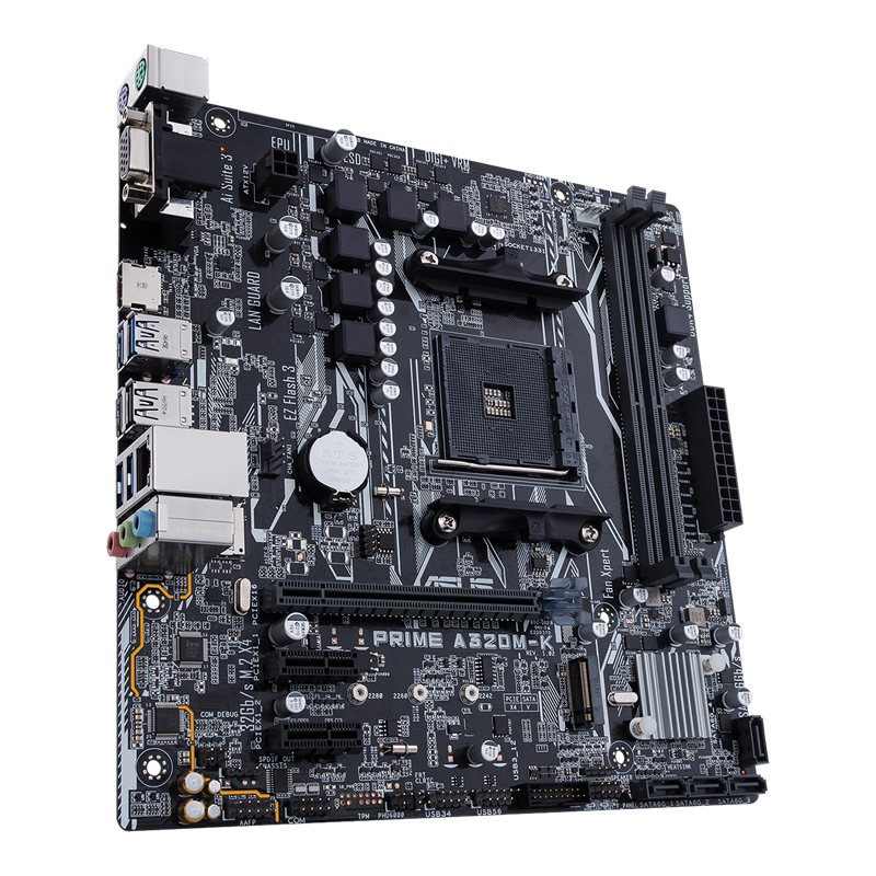 ASUS PRIME A320M-K, AMD Athlon 3000G CPU, CRUCIAL 4GB DDR4-2133