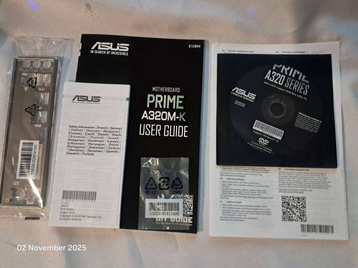 ASUS PRIME A320M-K, AMD Athlon 3000G CPU, CRUCIAL 4GB DDR4-2133