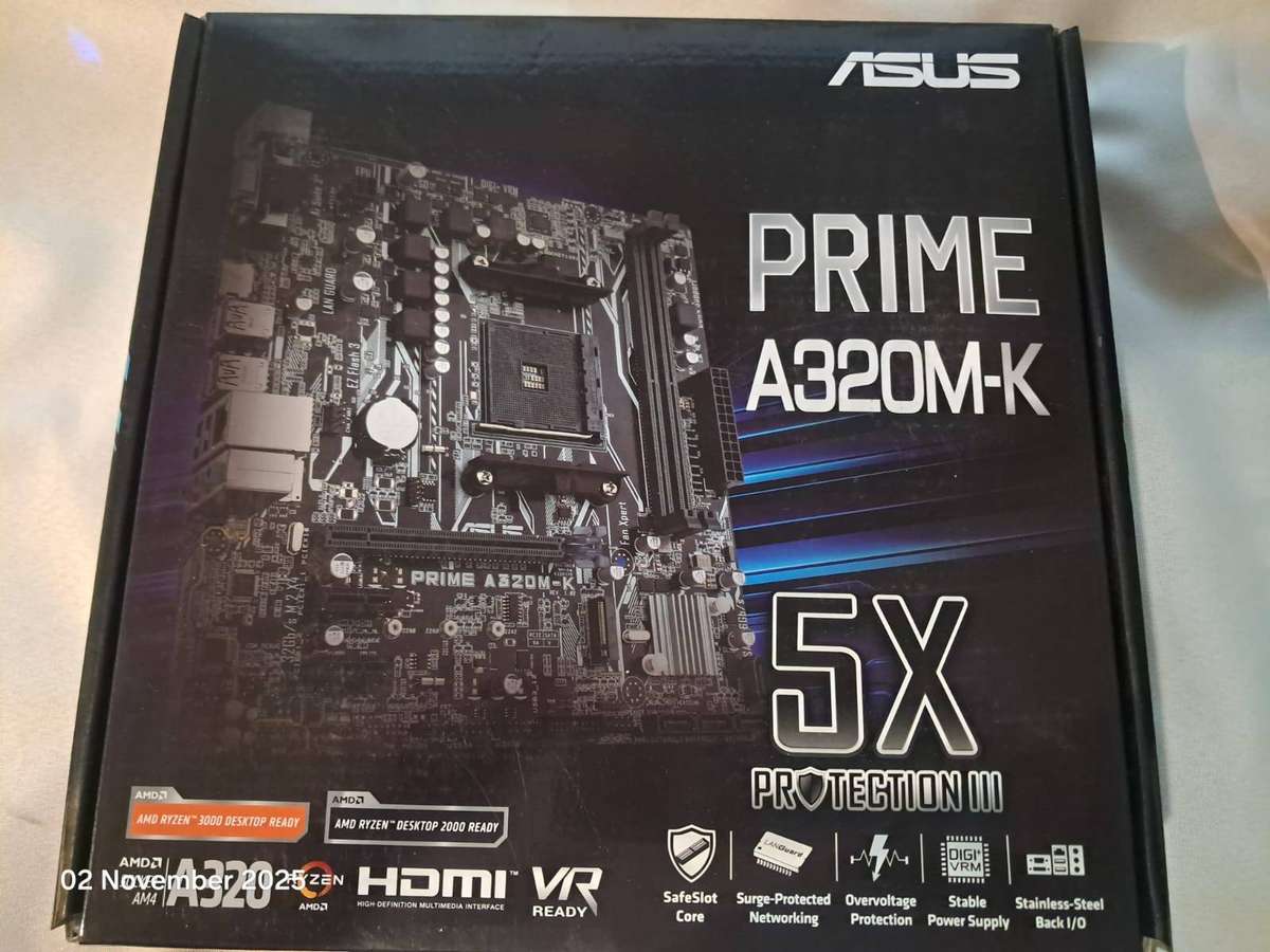 ASUS PRIME A320M-K, AMD Athlon 3000G CPU, CRUCIAL 4GB DDR4-2133