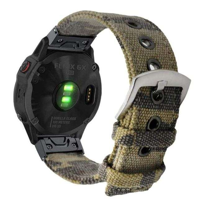Garmin fenix 6 Pro Outdoor Smartwatch (47mm) with custom army strap (Nilon)