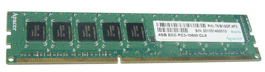 78.B1GDF.AF3 Apacer 4GB PC3-10600 DDR3-1333MHz ECC CL9 240-Pin DIMM Dual Rank Memory Module
