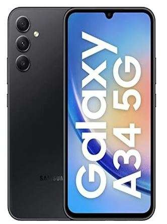 Samsung A34 (Black, 128 GB) (6 GB RAM) with black gel cover
