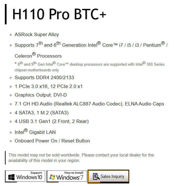 ASRock H110 Pro BTC+ 13GPU Mining Motherboard Cryptocurrency/Gaming