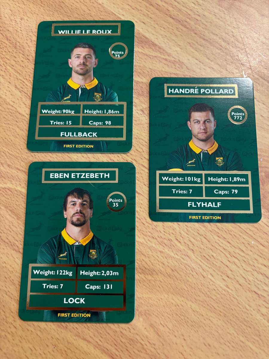 Pick n Pay springboks 3 x trading cards