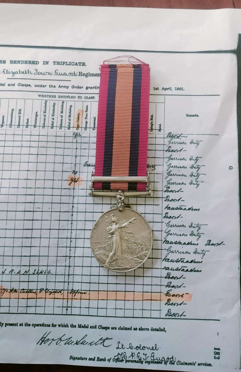 Boer War Medal - QSA to  P.E. Town Guard- H.Hayes