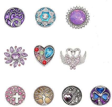 ***DIY*** 10pc  Assorted  / Rhinestone / Enamel / Alloy Snap Buttons