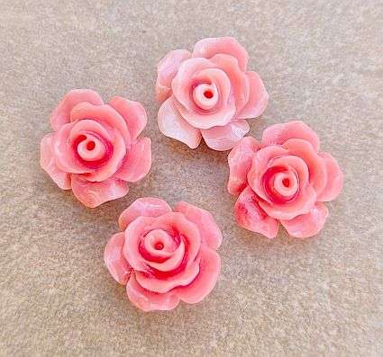 *Clearance Sale*5pc x (10x6mm) Carved Rose  /  Light Coral /  Dyed / Synthetic Cora