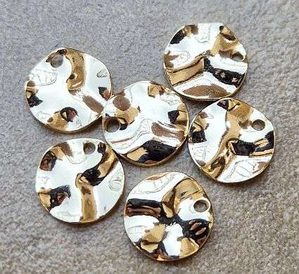 Clearance Sale **1pc x (10x1mm) Flat Round Wavy  / Gold Plated / Brass  /  Charm