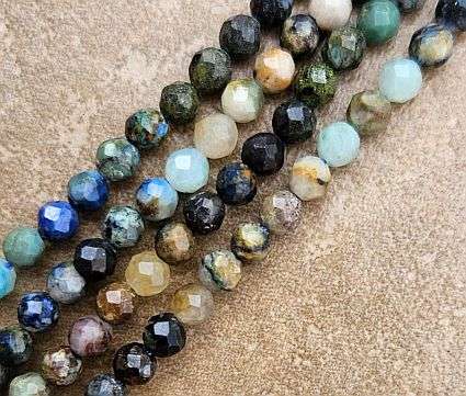 Clearance Sale **1  Strand  (+/-4mm)Natural /Chrysocolla and Lapis Lazuli  / Faceted Round  Beads