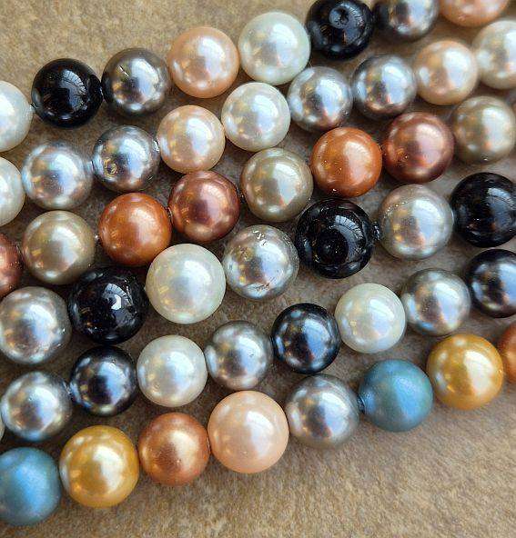 6 Strands (5.5 & 6mm) Natural / Multi Color Shell Pearl / +/- 35pcs Per Strand