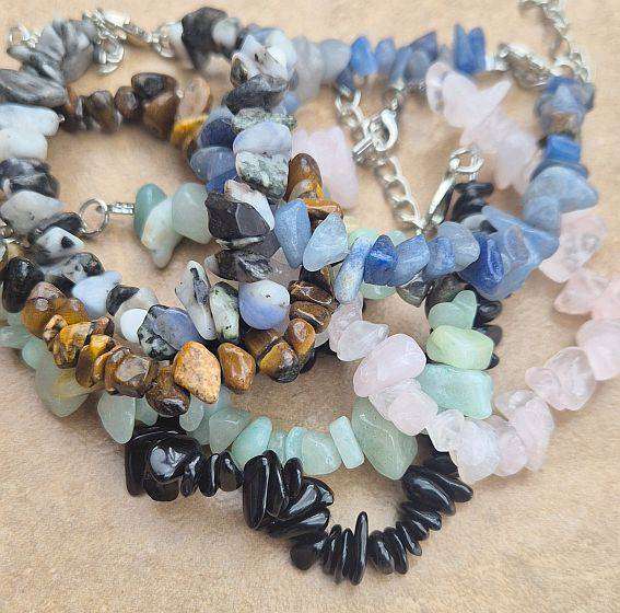 6 Pcs  Natural / Gemstone  Chips  Beaded  Bracelets