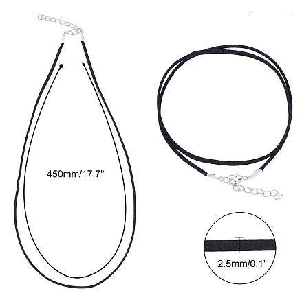 1pc  Black  / Faux Suede Necklace Cord / Silver Tone  Iron Lobster Clasp & Chain