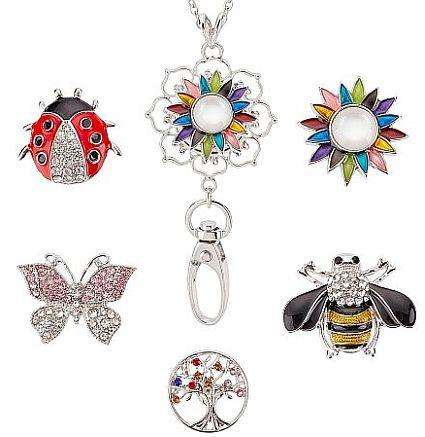 ***DIY*** 5pc / Ladybird / Bee / Flower / Butterfly / Alloy / Rhinestone Snap Button / Stainless Ste