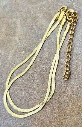 *Clearance Sale*1pc  Gold Plated / Stainless Steel  / Double Layer /  Flat Snake Chain  /Bracelet
