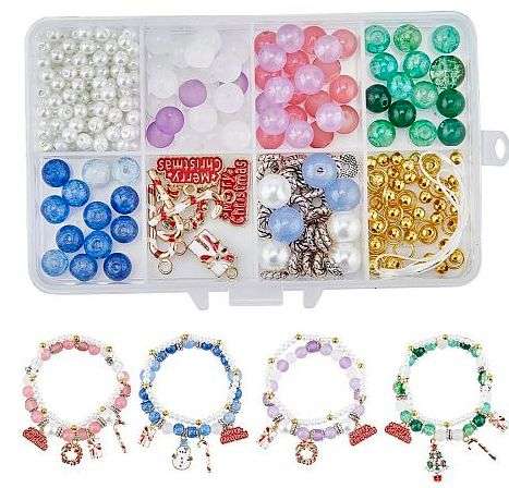 ***DIY***  Bracelet Making Kit /  Christmas  /  Glass Beads   / Alloy  Charms / Findings