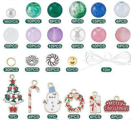 ***DIY***  Bracelet Making Kit /  Christmas  /  Glass Beads   / Alloy  Charms / Findings