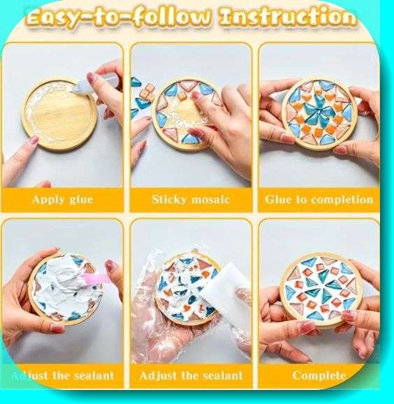 ***DIY*** 1 Pc  Glass / Resin Mosaic / Wood Coaster /  Making Kit