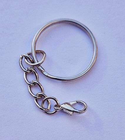 1Pc Keyring Chain With Lobster Clasp  / Iron / Antique Silver