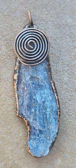 *Clearance Sale*1pc Natural /Kyanite/Cyanite/Disthene Quartz /  Red Copper Plated  /  Pendant
