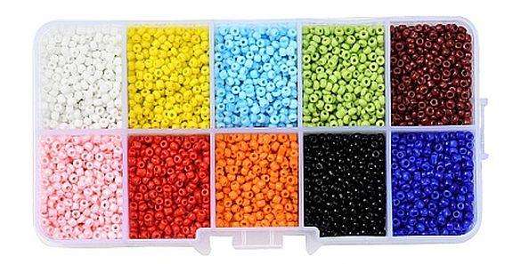 Plastic Manual Seed Bead Spinner  With +/- 8 000 pc / 10 Colors /  2mm Glass Seed Beads