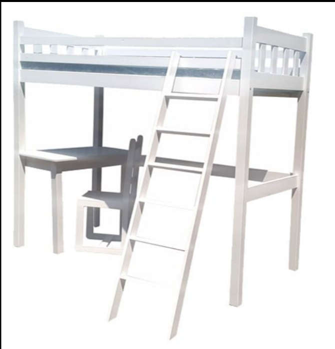 Pine loft Bunkbed & study desk  White